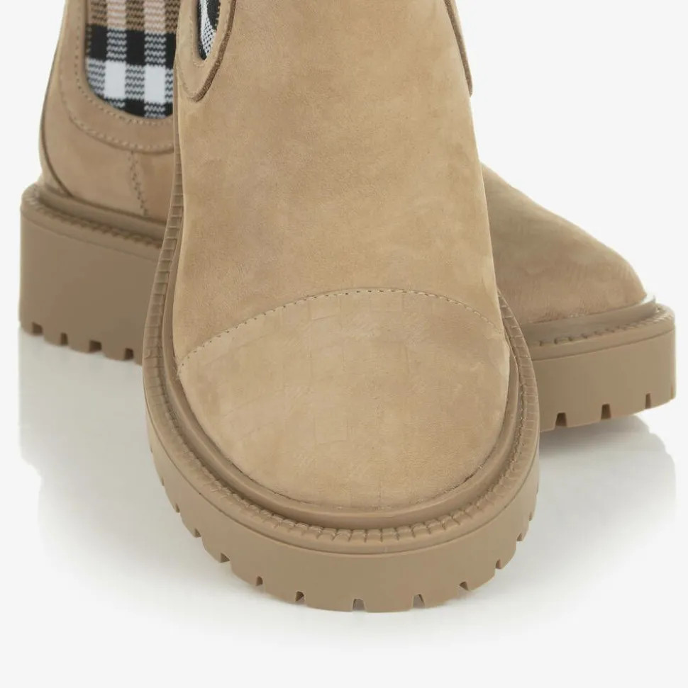 Beige Vintage Check Chelsea Boots