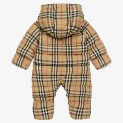 Beige Vintage Check Down Baby Snowsuit