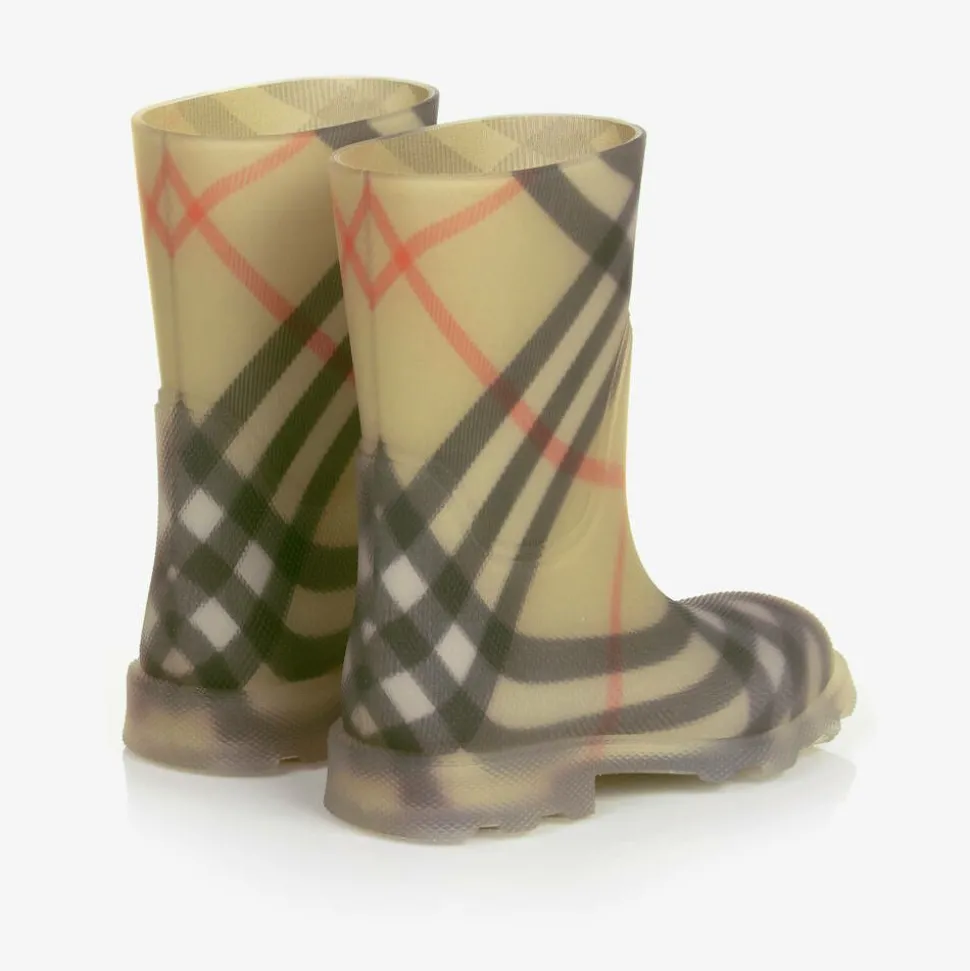 Beige Vintage Check Rain Boots