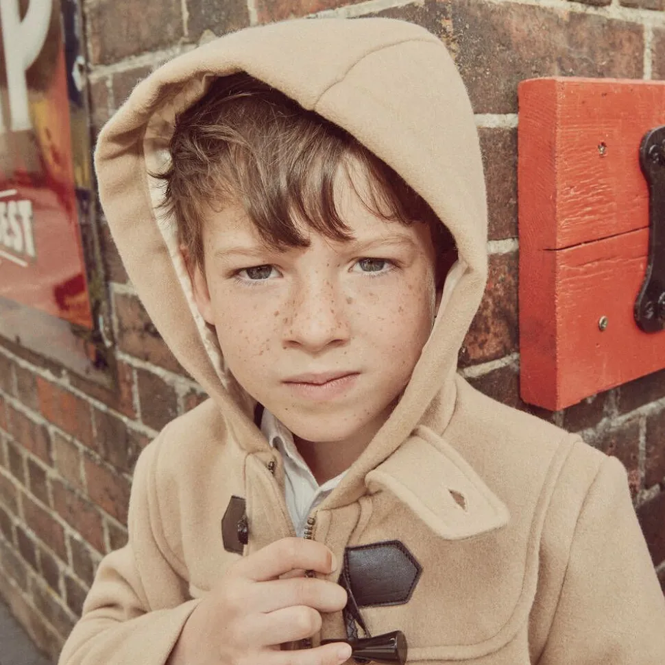 Beige Wool-Blend Duffle Coat