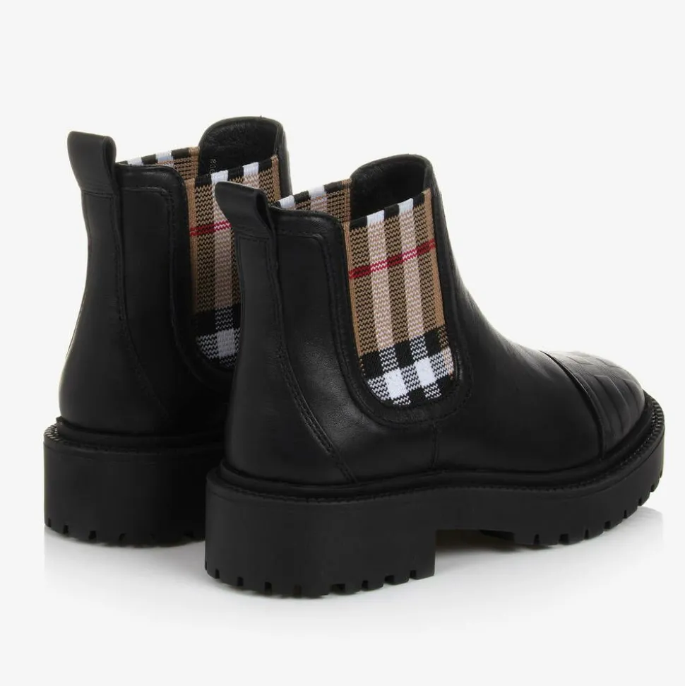Black & Beige Vintage Check Chelsea Boots