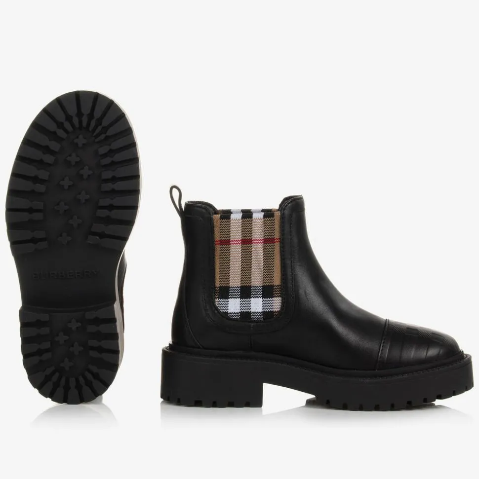 Black & Beige Vintage Check Chelsea Boots