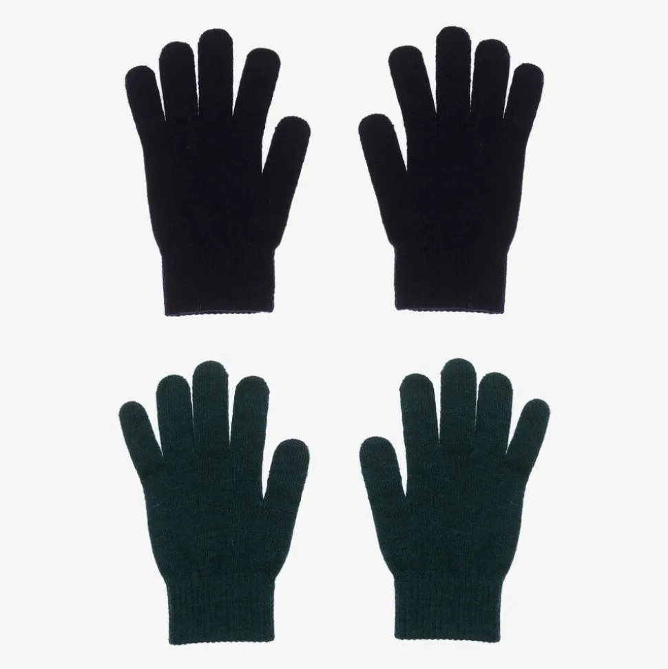 Black & Green Knitted Gloves (2 Pack)