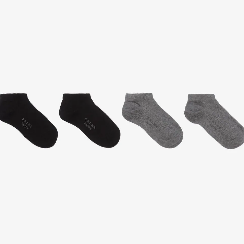 Black & Grey Cotton Trainer Socks (2 Pack)