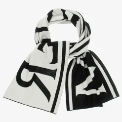 Black & Ivory Logo Wool Scarf