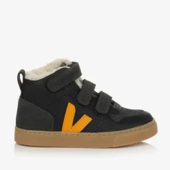 Black & Yellow Leather V-10 Trainers