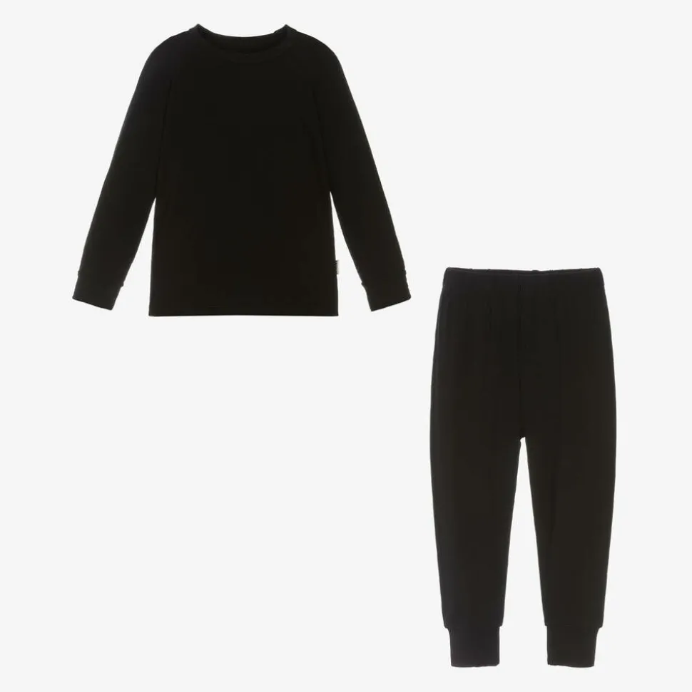 Black Bamboo Jersey Base Layer Set