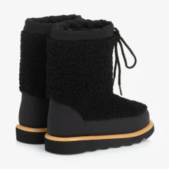Black Bouclé Fleece Snow Boot