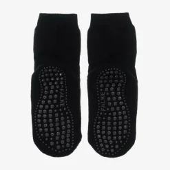 Black Cotton & Wool Slipper Socks