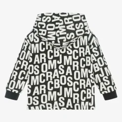 Black Cotton Jumbled Logo Hoodie