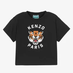Black Cotton Lucky Tiger T-Shirt