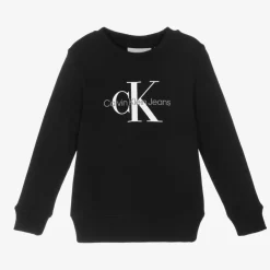 Black Cotton Monogram Logo Sweatshirt