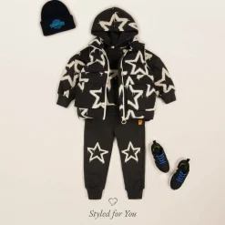 Black Cotton Star Hoodie