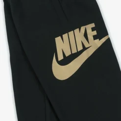 Black Cotton Swoosh Logo Joggers