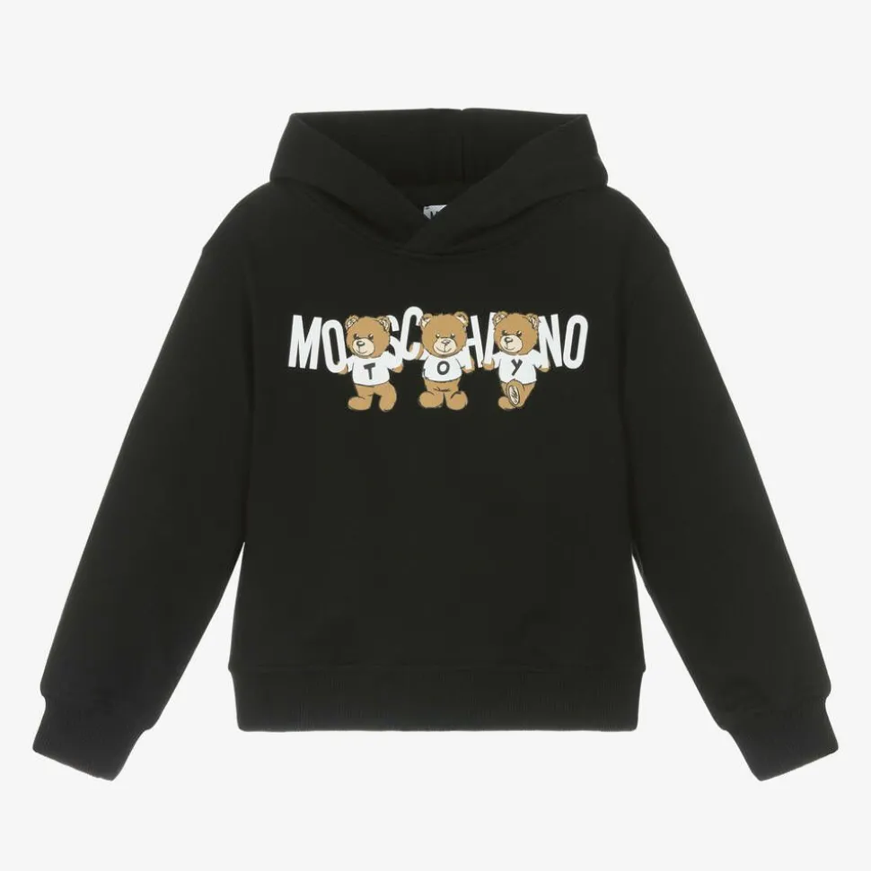 Black Cotton Teddy Bear Hoodie