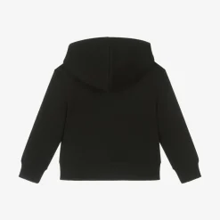 Black Cotton Zip-Up Top