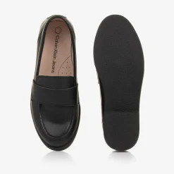 Black Faux Leather Loafers