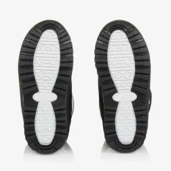 Black Faux Leather Snow Boots