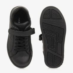 Black Faux Leather Trainers