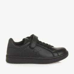 Black Faux Leather Trainers