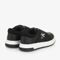 Black Faux Leather Trainers