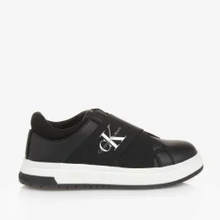 Black Faux Leather Trainers