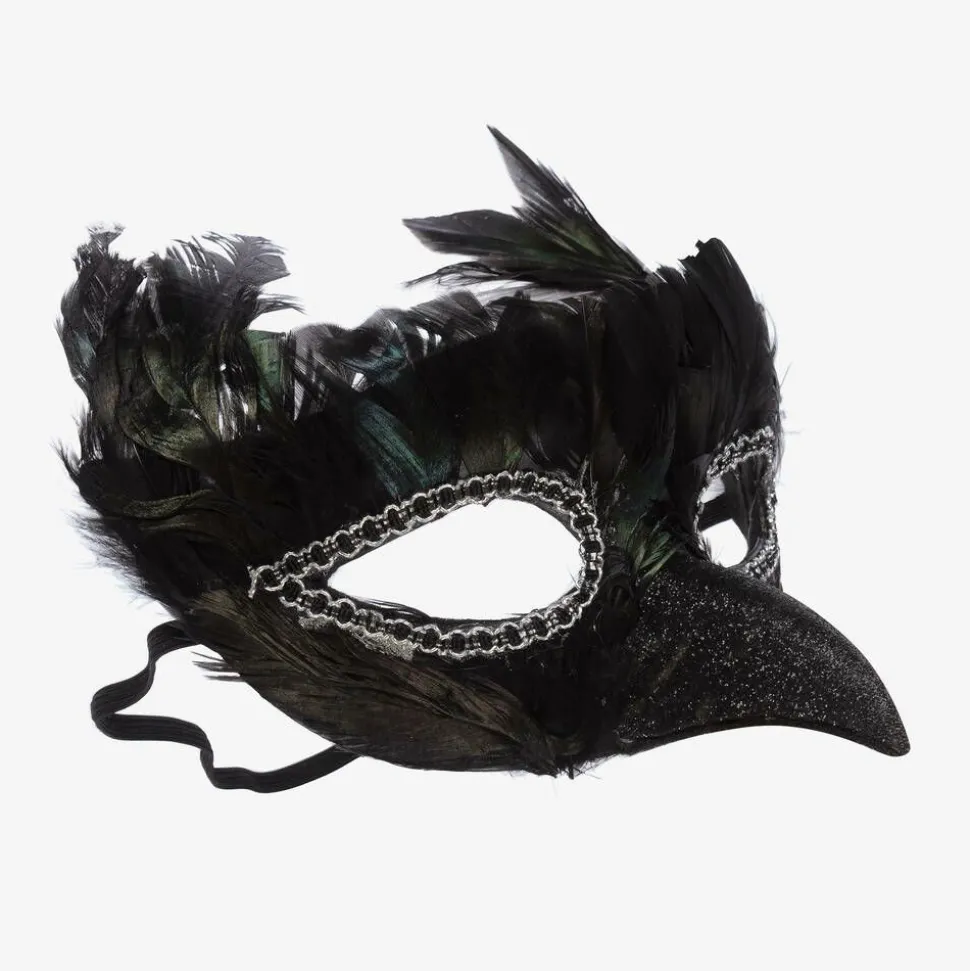 Black Feather Bird Mask