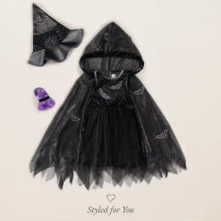 Black Glitter Bat Costume Cape