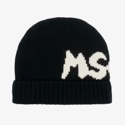 Black Knitted Cotton Beanie Hat