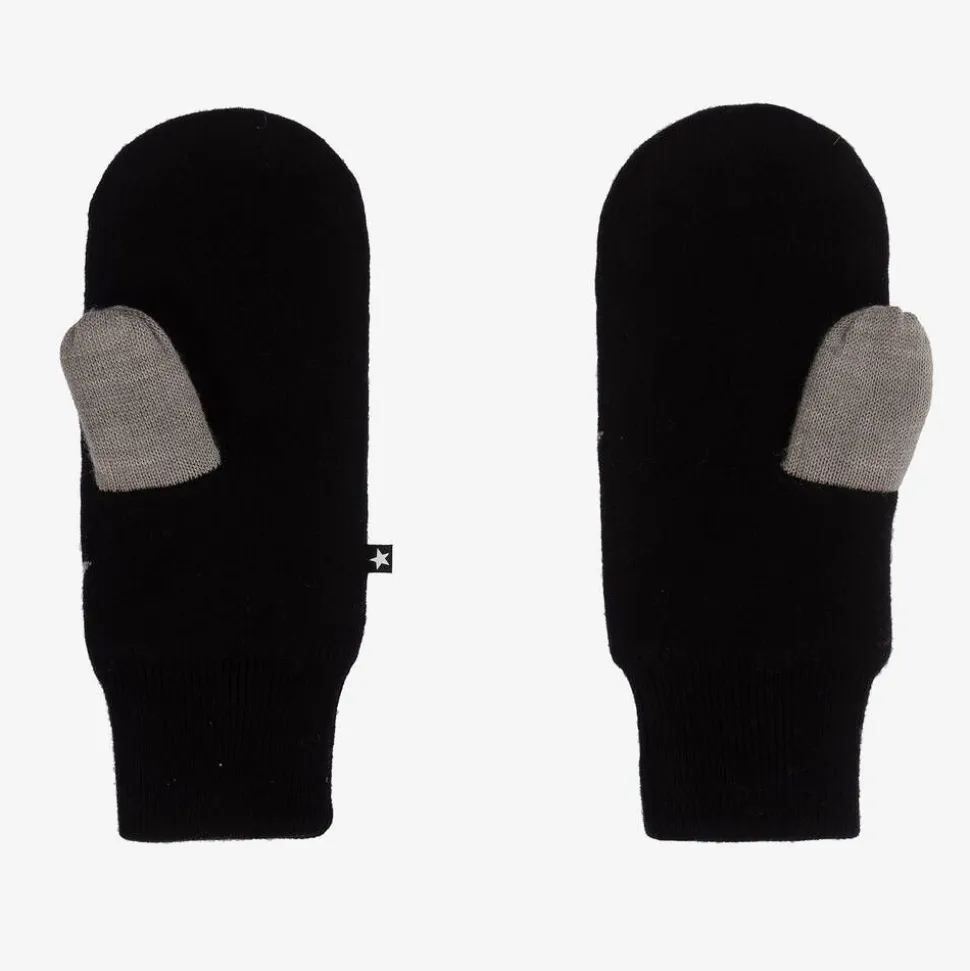 Black Knitted Star Mittens