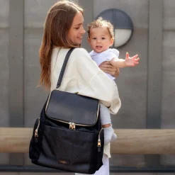 Black Leather Alyssa Changing Bag (38cm)