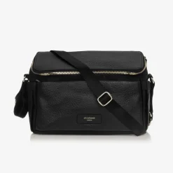 Black Leather Alyssa Stroller Organiser Bag (27cm)