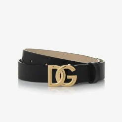 Black Leather DG Buckle Belt