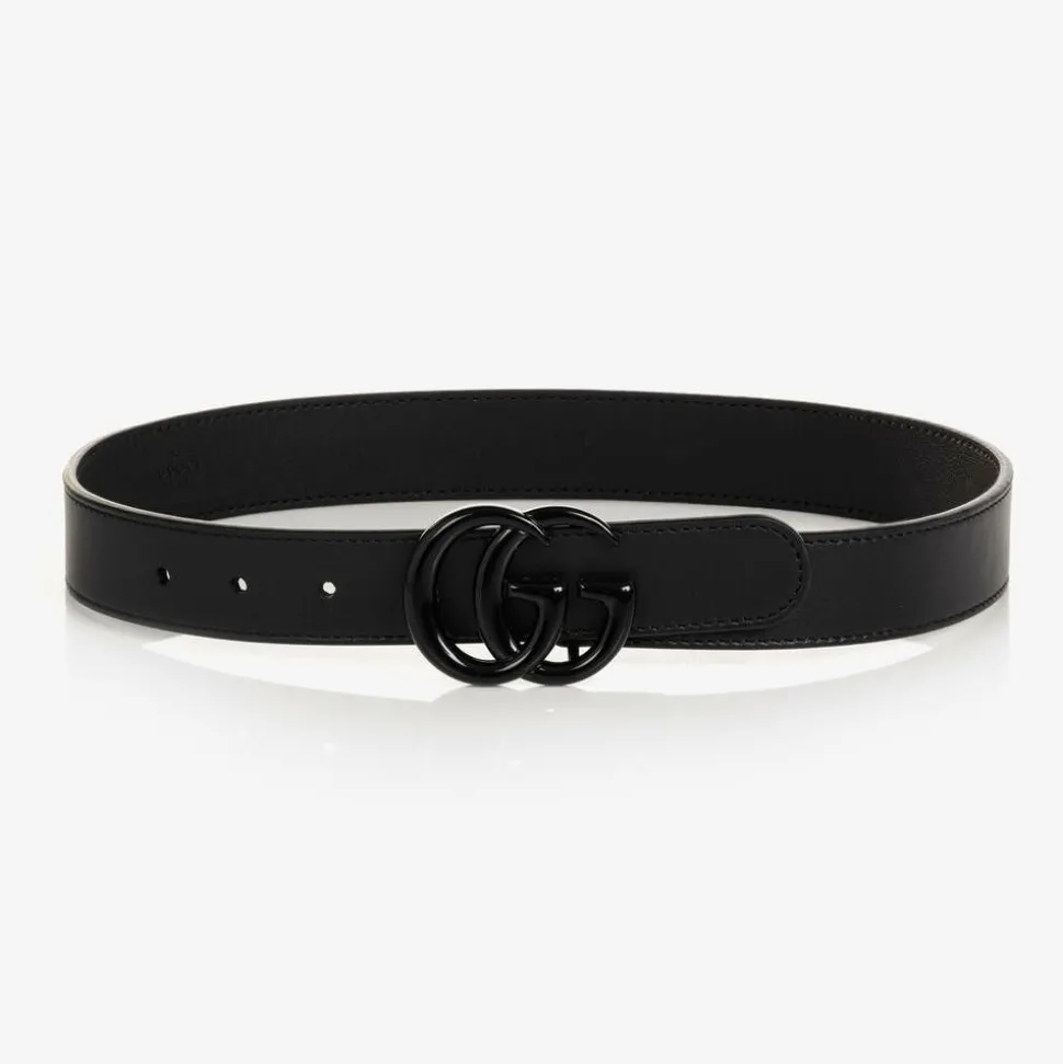 Black Leather Double G Belt