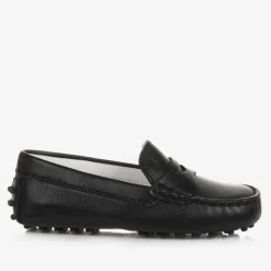 Black Leather Gommino Moccasins