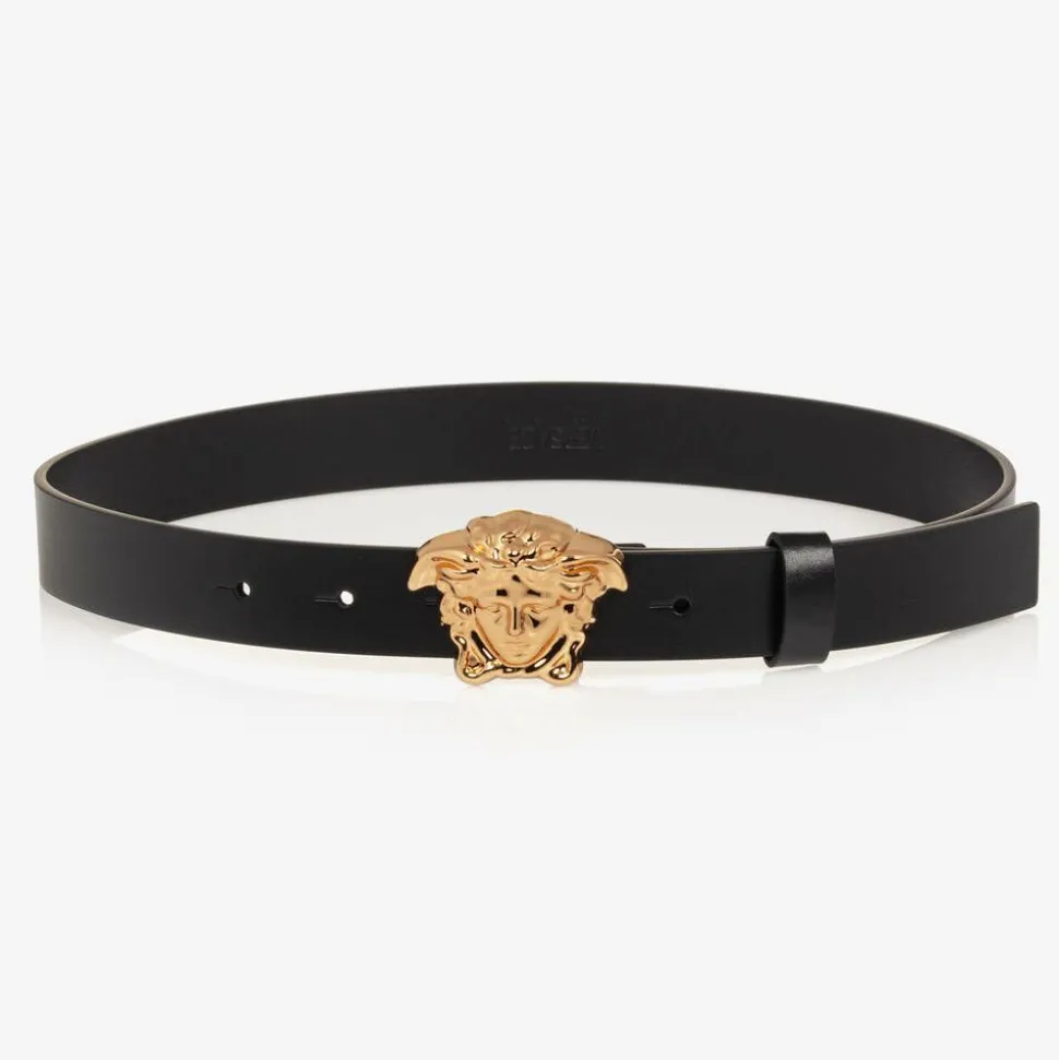 Black Leather Medusa Belt
