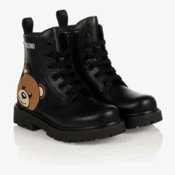 Black Leather Teddy Bear Boots