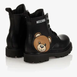 Black Leather Teddy Bear Boots