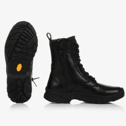 Black Leather Trek Ankle Boots