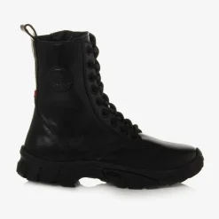 Black Leather Trek Ankle Boots
