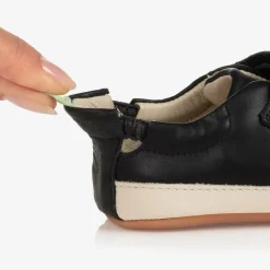 Black Leather Velcro Trainers