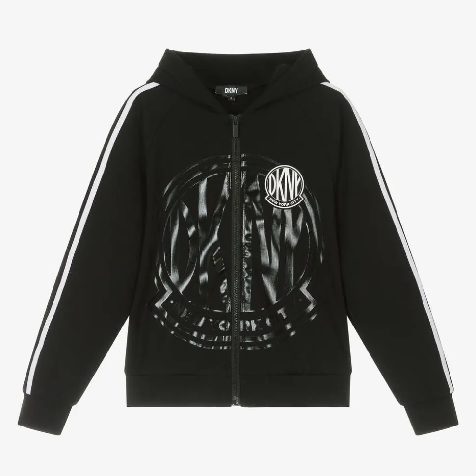 Black Milano Hooded Zip-Up Top