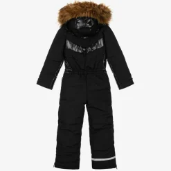 Black Padded Hooded Snowsuit