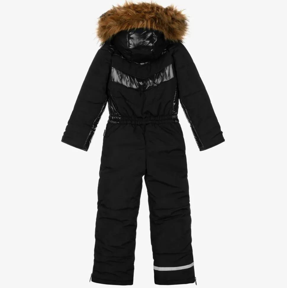 Black Padded Hooded Snowsuit