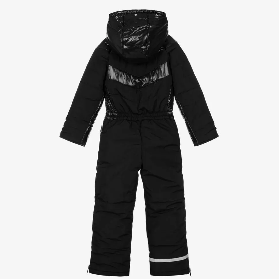 Black Padded Hooded Snowsuit