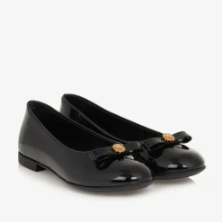 Black Patent Leather Ballerina Shoes