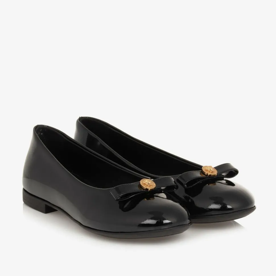 Black Patent Leather Ballerina Shoes
