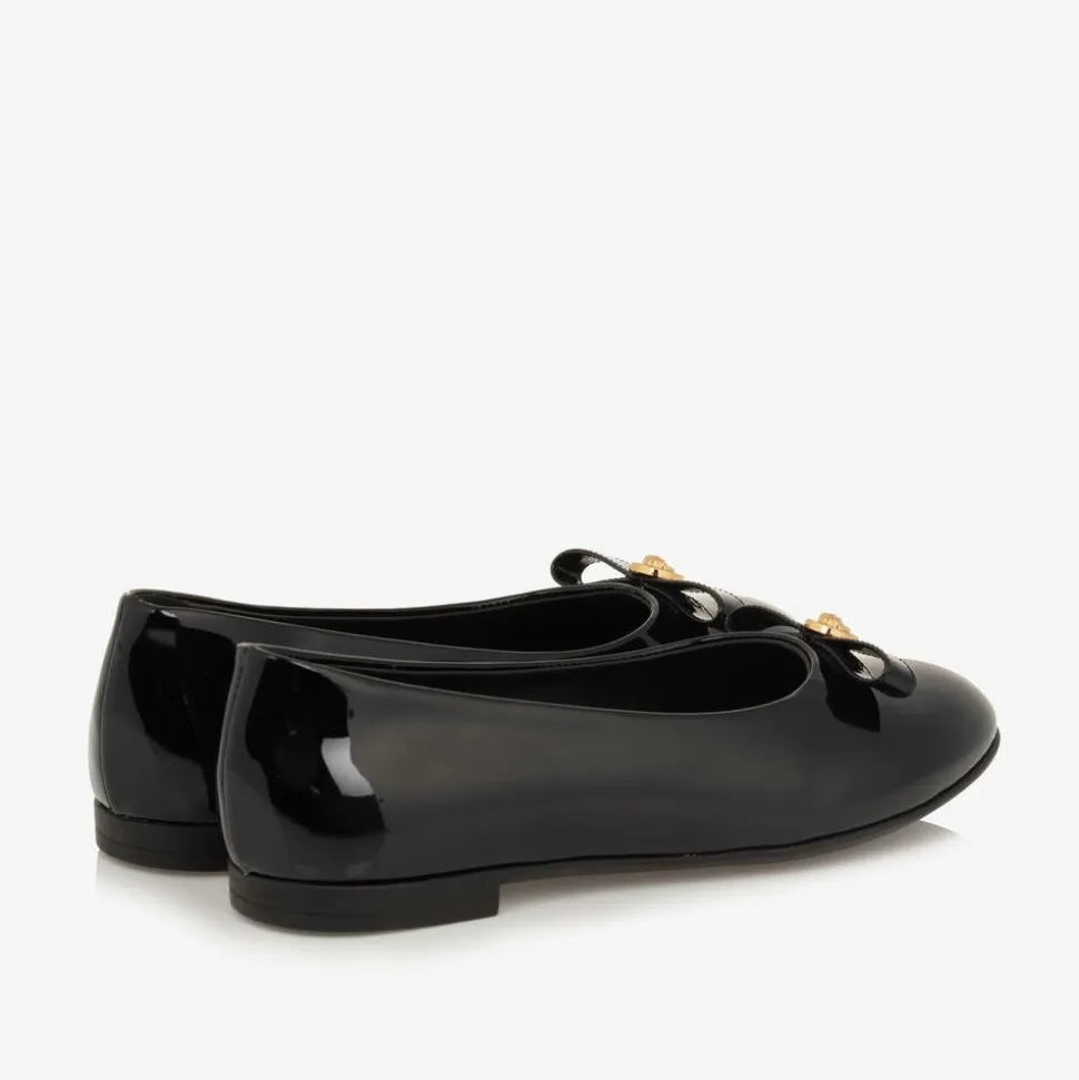 Black Patent Leather Ballerina Shoes