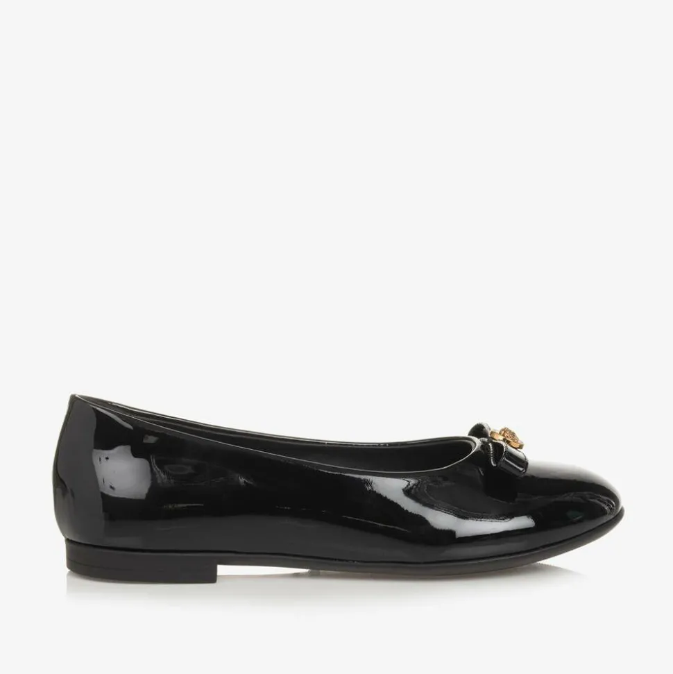 Black Patent Leather Ballerina Shoes