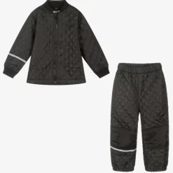 Black Quilted Jacket & Trouser Set
